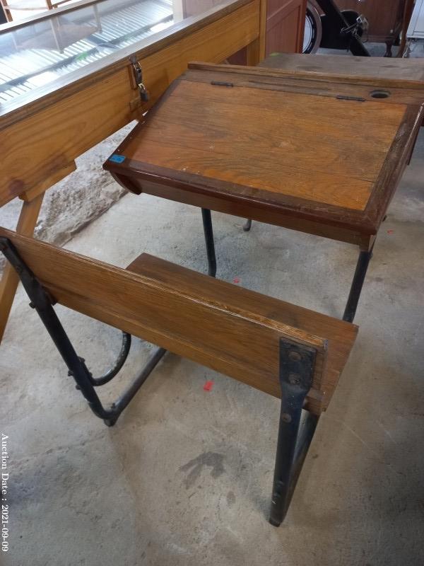 132 - Vintage Oak School Desk with Opening Top