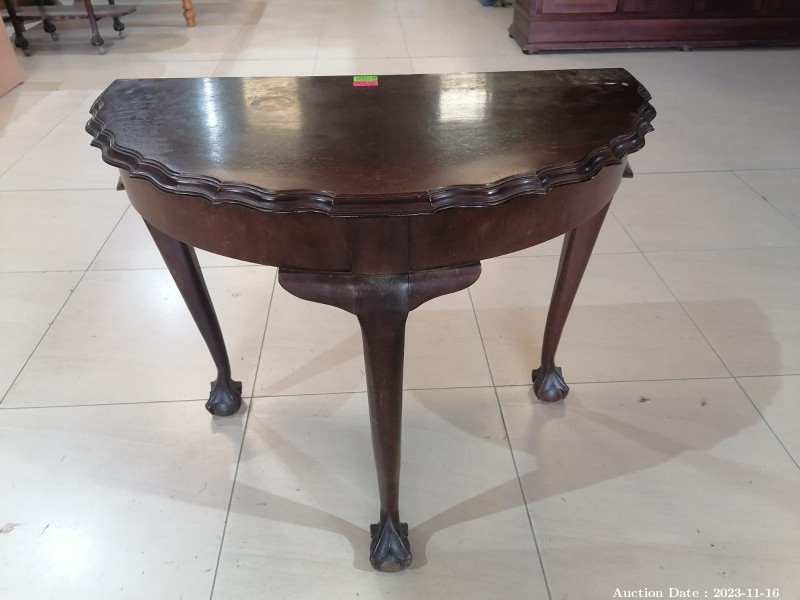 3729 - Amazing Solid Wood Half Moon Entrance Hall Table with Ball and Claw Feet