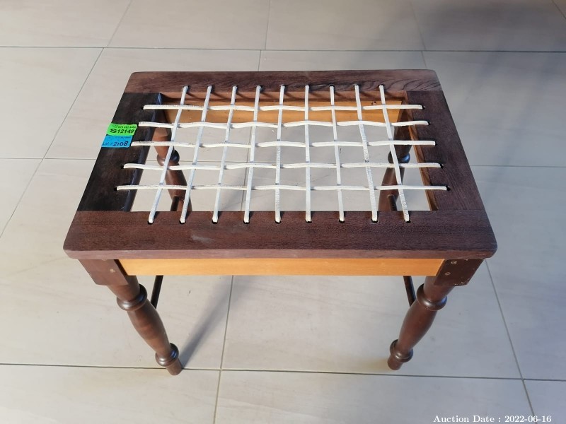 2108 - Wood & Riempie Side Table