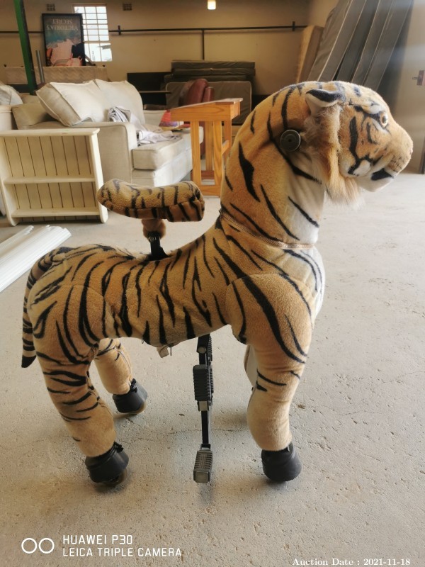 387 - Ride-on Plush Tiger with Wheels