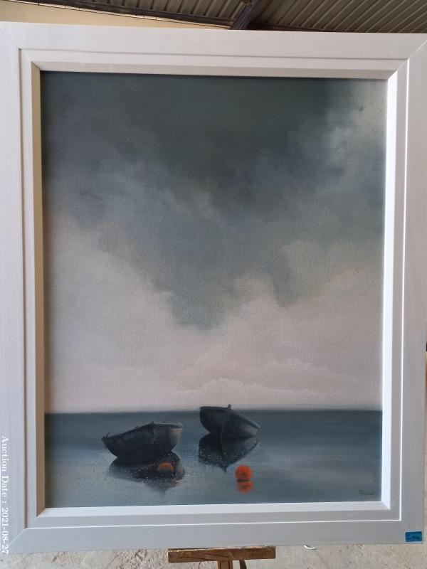 Lot 514 - \'Stormy Sky\' - Large framed oil on board signed \'Butler\'