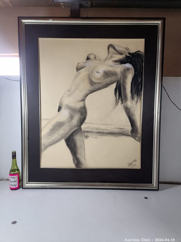 6665- 1x Nude Sketch With Frame 