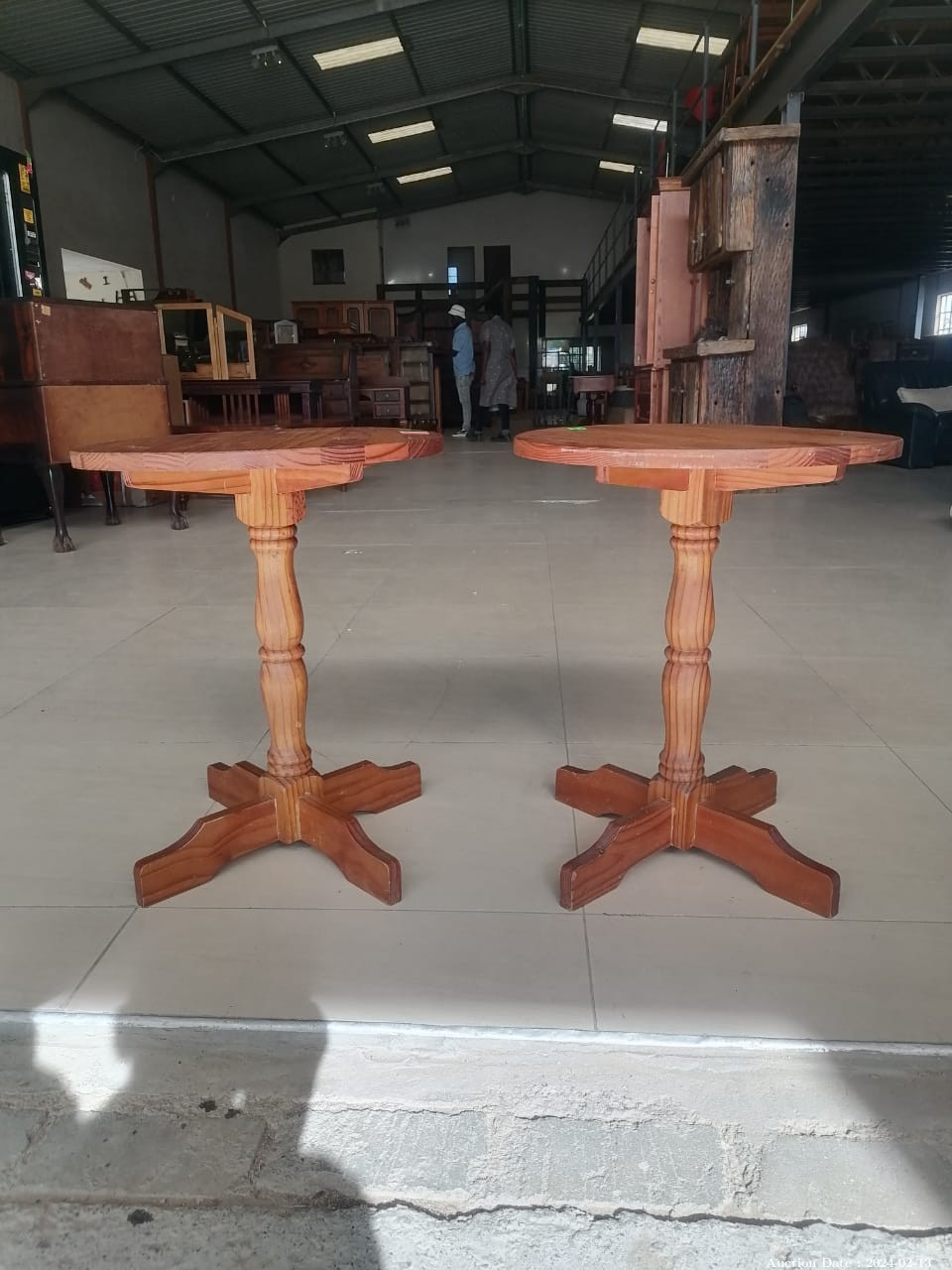 5481 - 2 Round Wood Side Tables