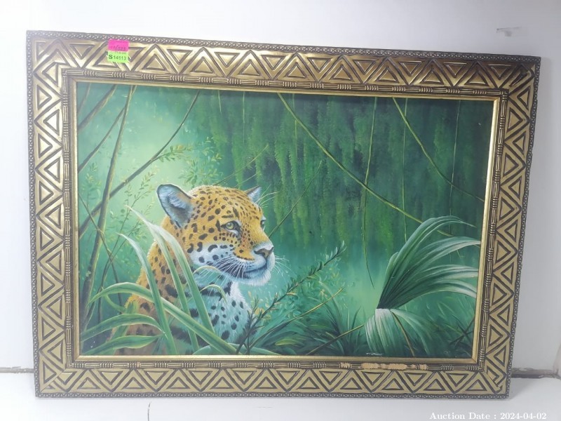 Lot 6323 - Beautifully Framed and Signed Jaguar Painting