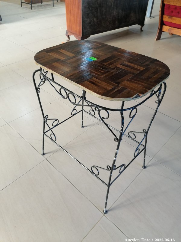 2109 - Wood & Wrought Iron Table