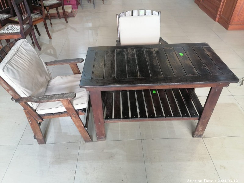 Lot 5791 - Rustic Table with 2 chairs