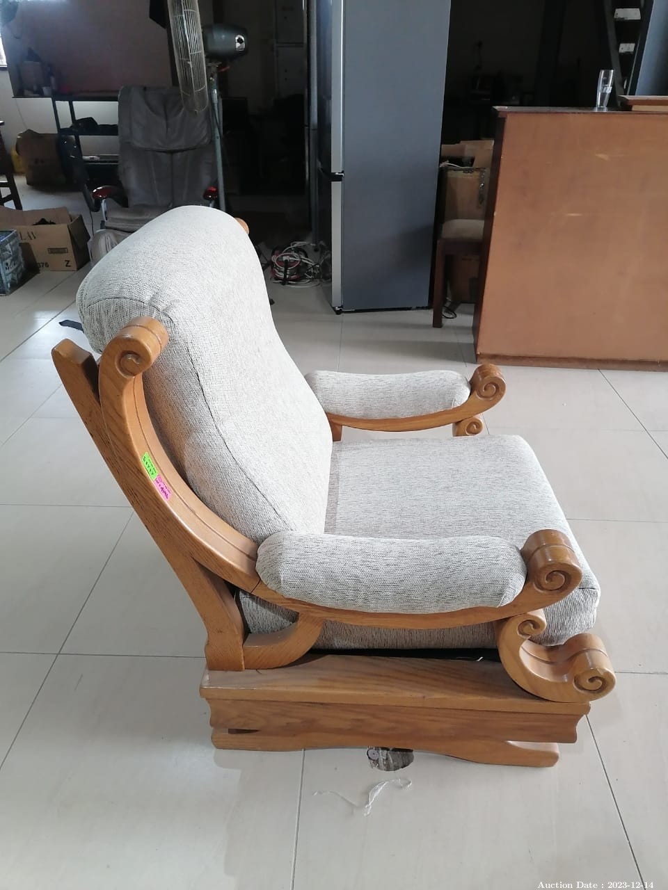 4196 - Wooden and Upholstered Rocking Chair