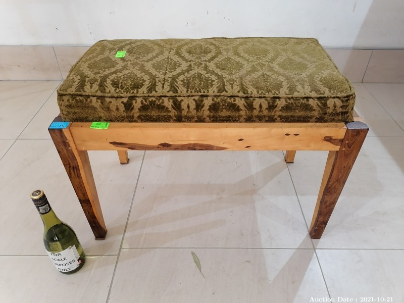 115 - Pretty Upholstered Stool in Solid Wood