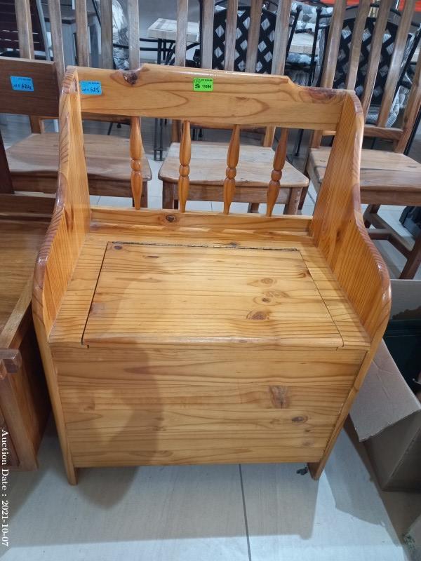 625 - Small Wooden Bench with Storage Compartment