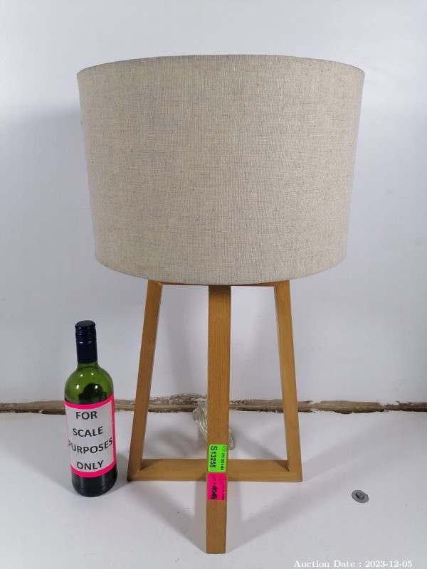4048 - Wooden Table Top Lamp and Lampshade