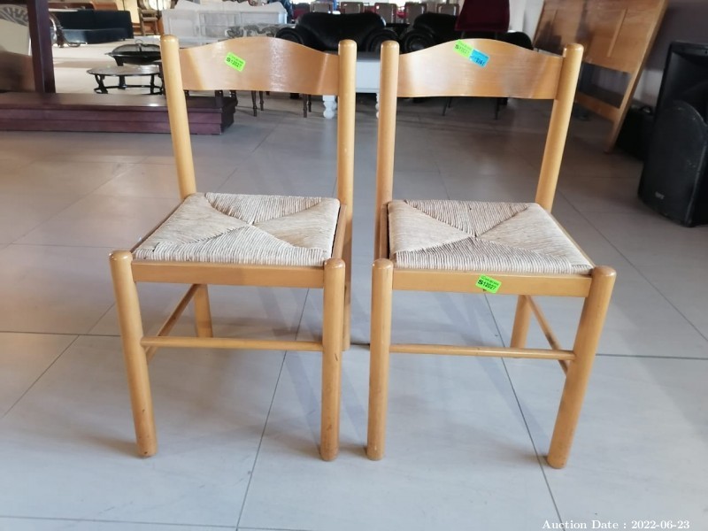 2161 - Wood & Wicker Kitchen Chairs (2)