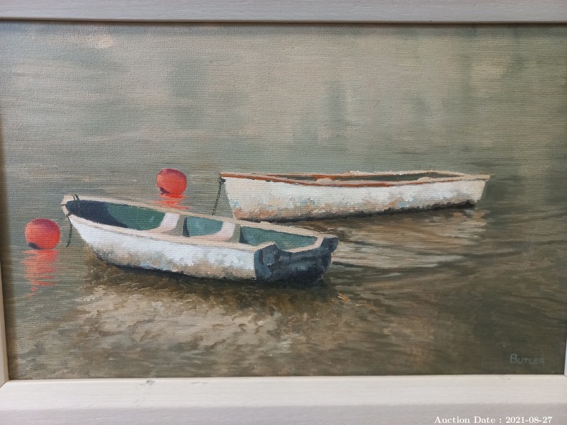 Lot 508 - \'Rowboats\' Oil on Board, signed \' Butler \'