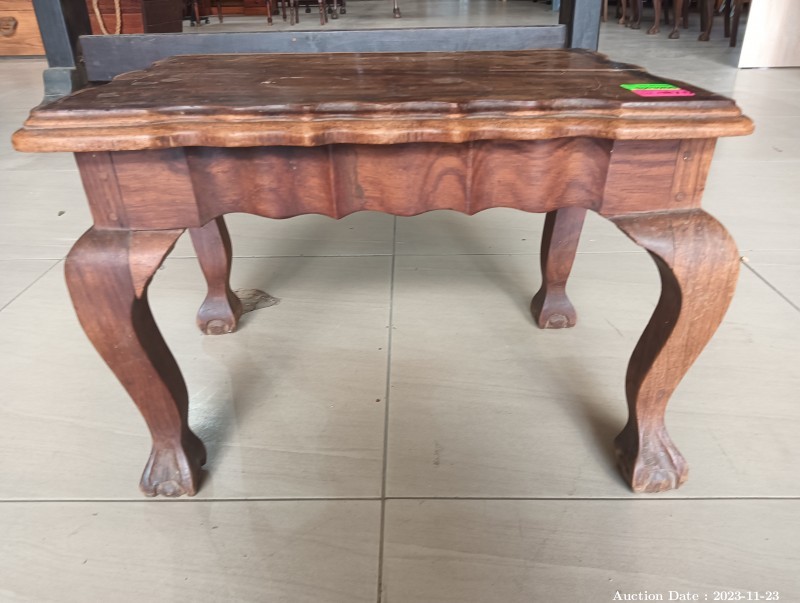 4744 - Solid Wood Side Table with Ball and Claw Feet