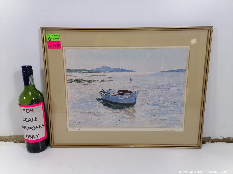 5275 - Amazing Framed Painting of the Beach and a Rowing Boat By Eric Wale - 247/500