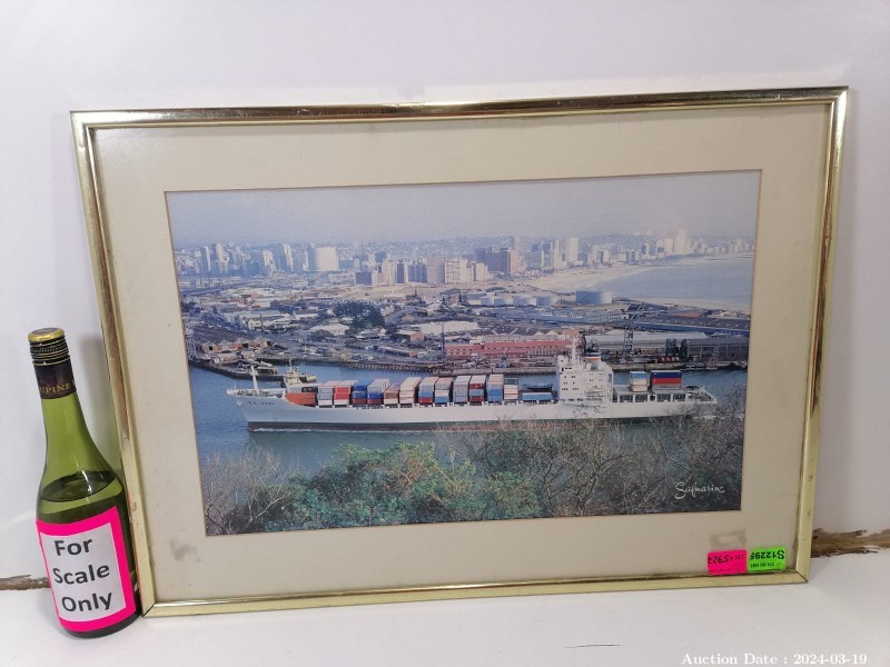 Lot 5927 - Framed Container Ship Scene
