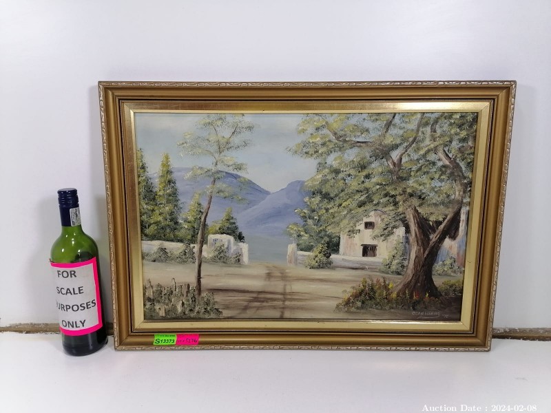 5276 - Lovely Framed Painting of a House By Joan Hardings