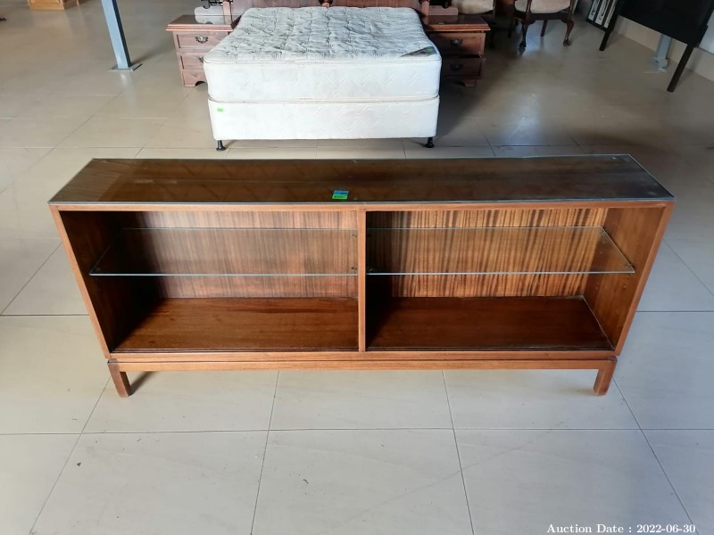 2227 - Wood Sideboard with Glass Shelves, no doors