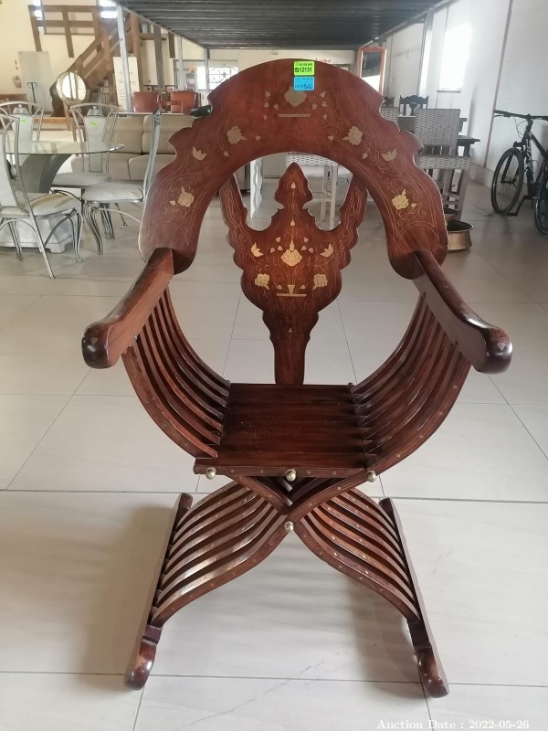 1846 - 1 x Unusual Solid Wood Chair