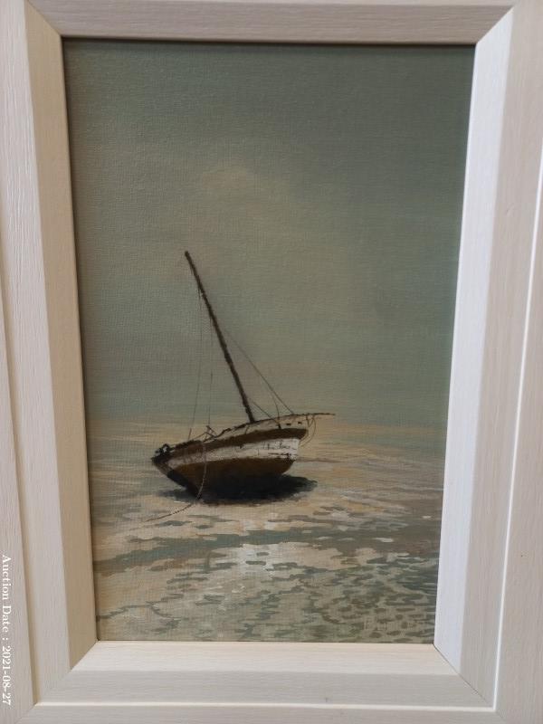 Lot 522 - \'Abandoned Yacht\' Oil on Board signed \'Butler\'