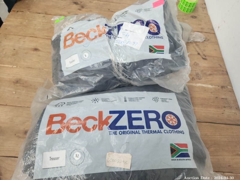 6841 - 5 x Pairs of Beck Zero Thermal Trousers (Sizes 4 x L, 1 x XL)