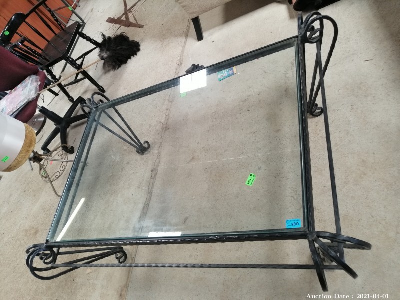 330 Wrought Iron and Glass Coffee Table