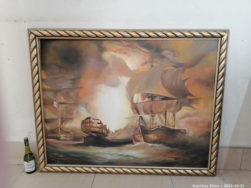 114 - Large Painting of Ships by Wilhelm Ploner