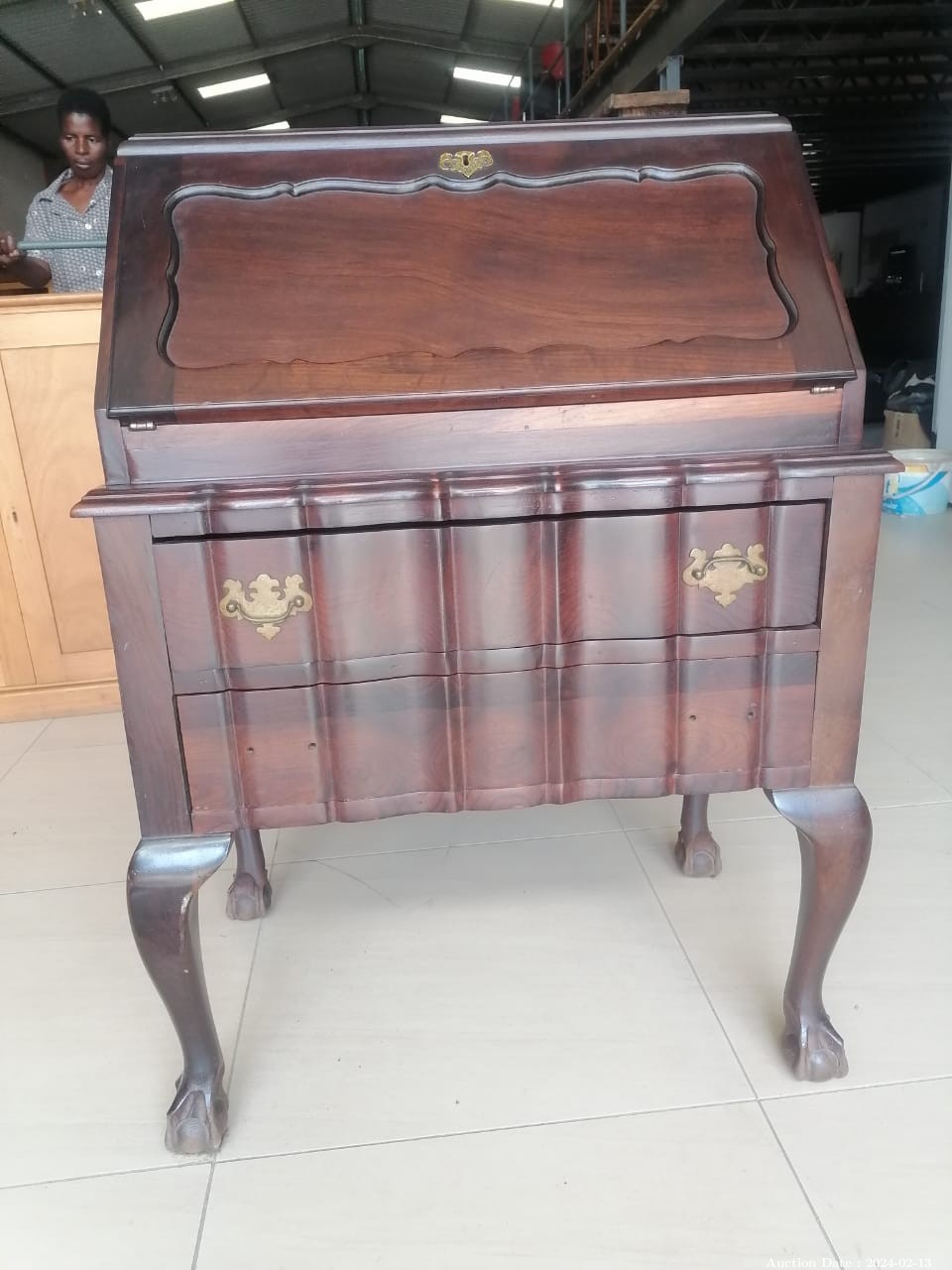 5373 - Beautiful Solid Wood Writing Desk with Ball and Claw Feet