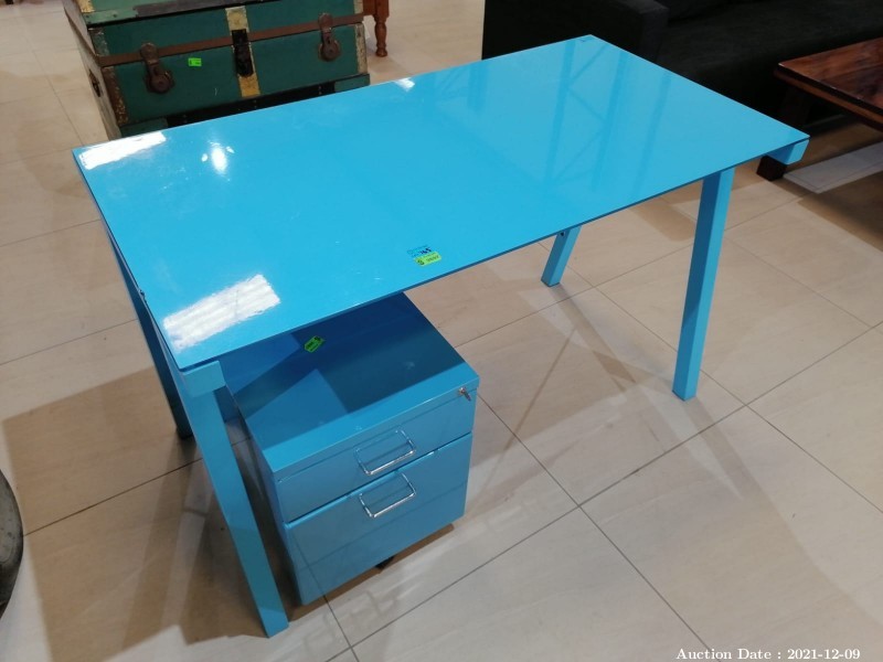 765 - Beautiful Blue Desk & Credenza Set