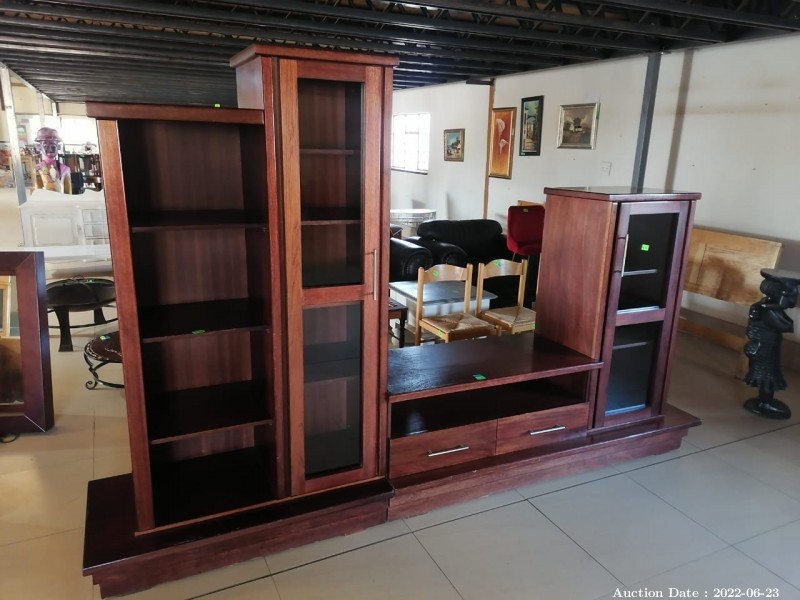 2168 - Stunning Solid Wood Wall Unit with Glass