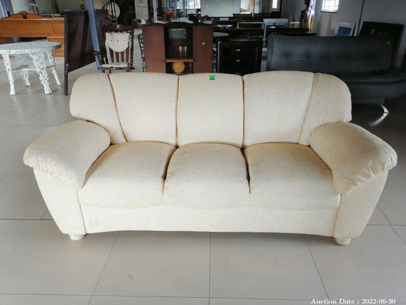2247 - Gorgeous 3 Seater Couch Upholstered in Yellow Material