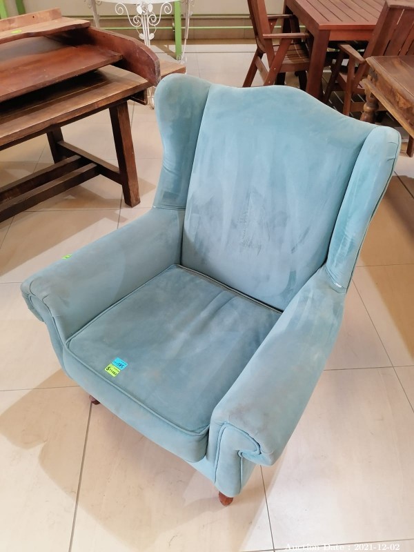 585 - Beautiful Turquoise Wingback Chair