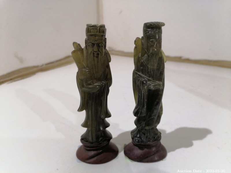 419 - Pair of Oriental Jade Statues