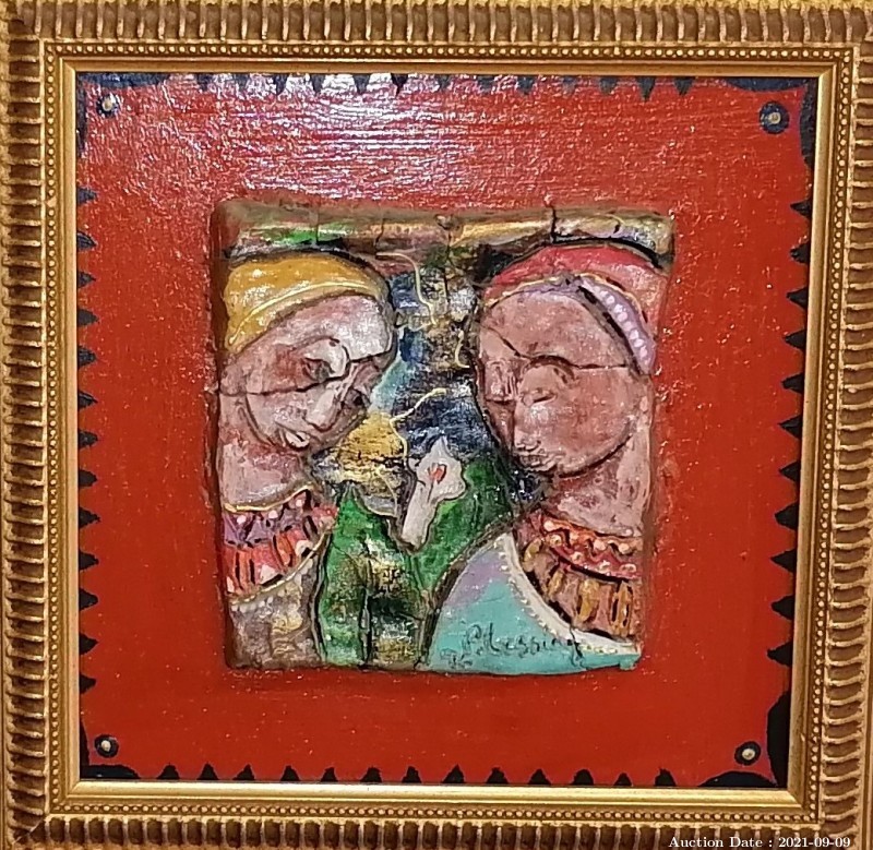 Lot 405 - Beautifully Framed Painted Tile by Pieter Lessing