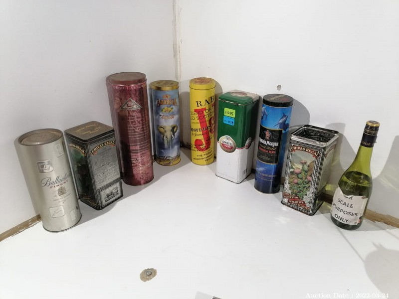 1178 - Collection of 8 Vintage Alcohol Tins 