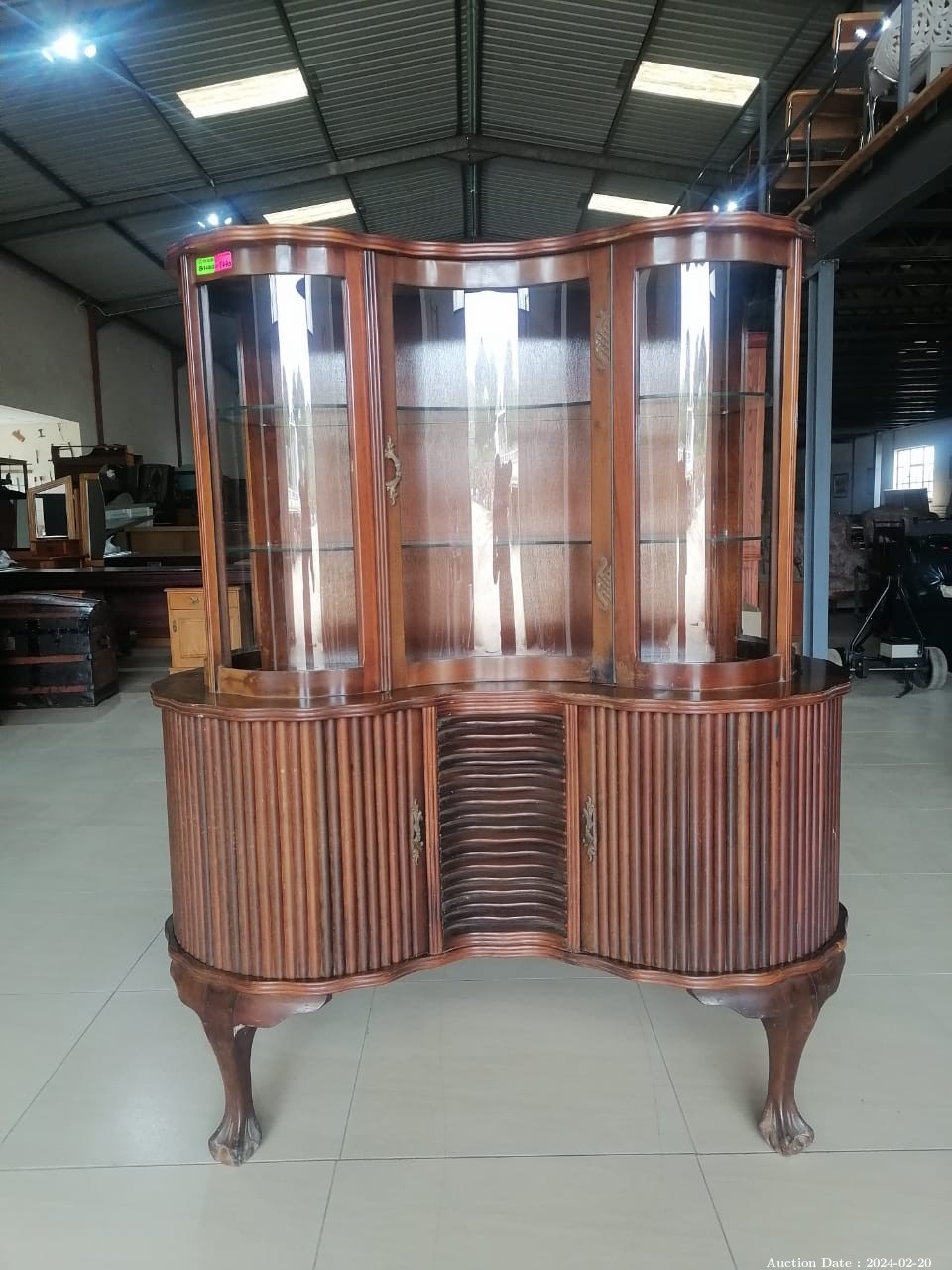 5470 - Solid Wood Display Cabinet with Built in Radio with Ball and Claw Feet