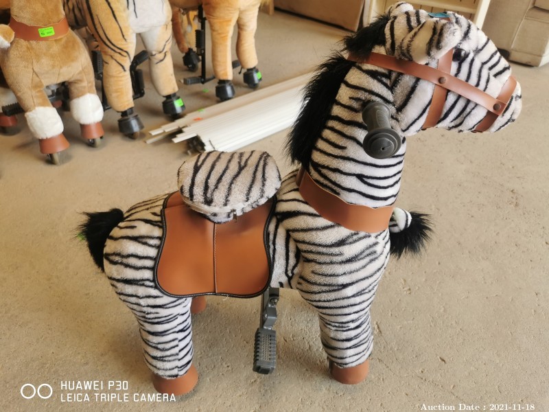 384 - Ride-on Plush Zebra with Wheels