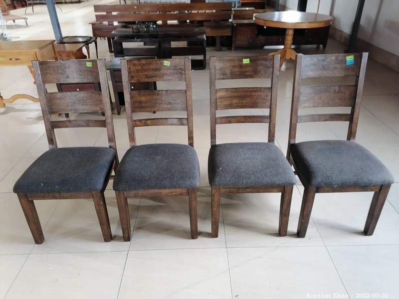 1304 - Set of 4 Solid Wood Dining Chairs (Will match lot 1307)