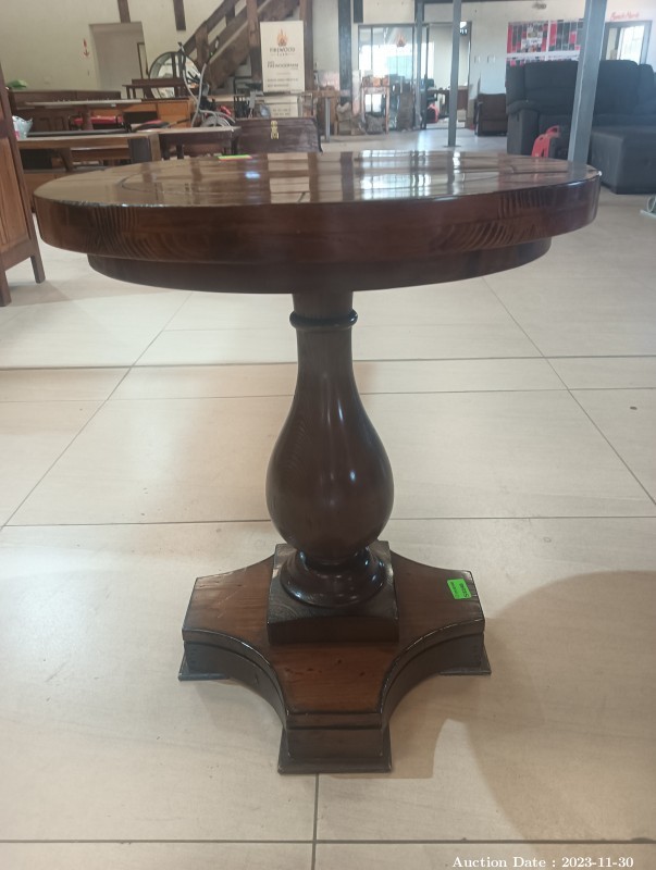 3984 - Stunning Round Solid Wood Side Table