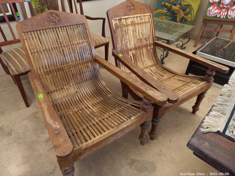 130 - Pair of Stunning Indonesian Style Chairs with Bamboo Trim