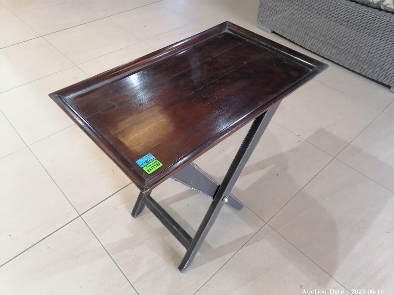 2093 - Trestle Style Table of Wood & Leather
