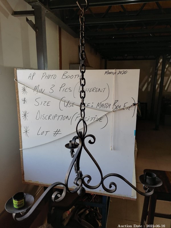 2099 - 1 x Wrought Iron Candle Hanging Chandelier