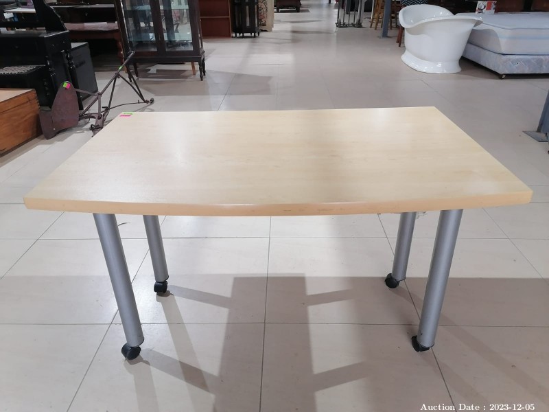 4049 - Wooden Rectangular Table on Wheels