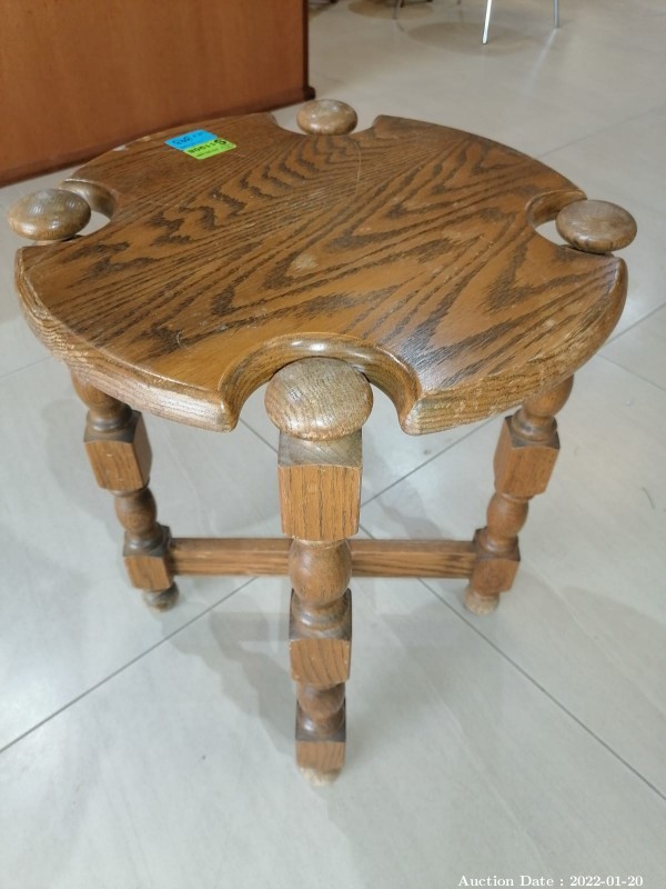 393 - Rustic Solid Wood Side Table with Turned Legs