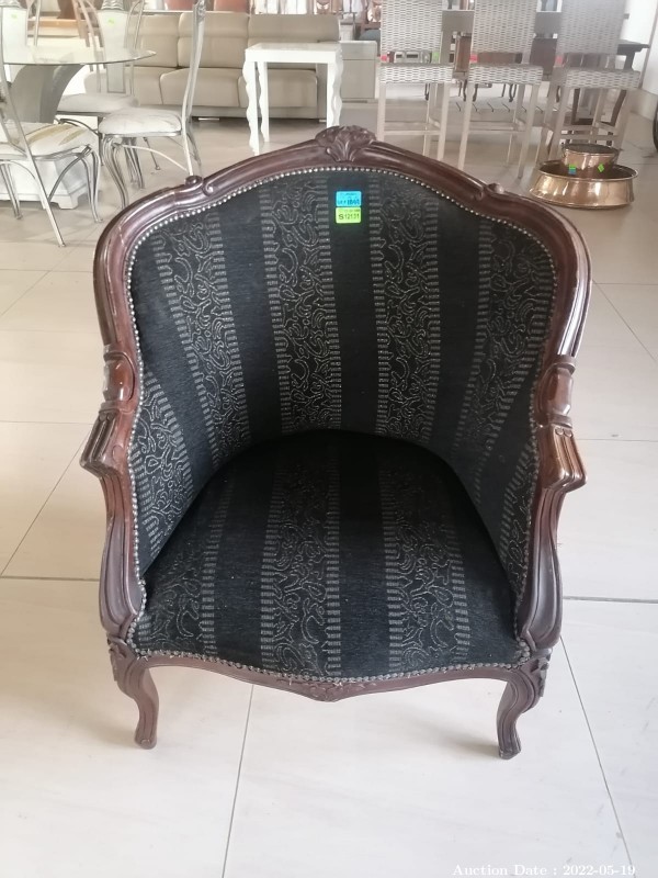 1844 - 1 x Hardwood & Upholstered Chair
