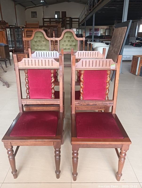 4118 - 4 Solid Wood and Upholstered Dining Room Chairs