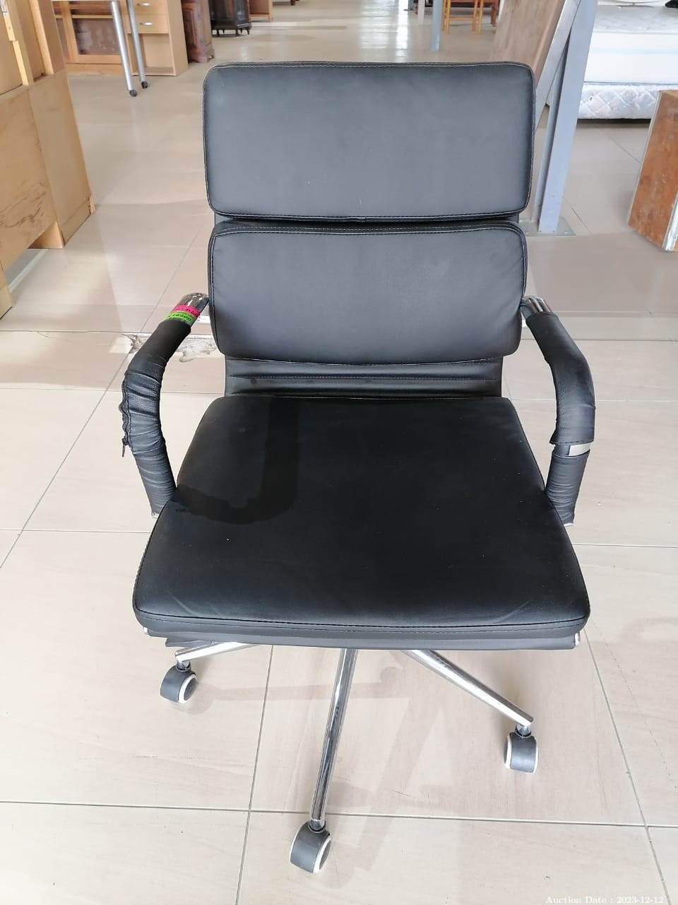 4120 - Black Leatherette Office Chair on Wheels