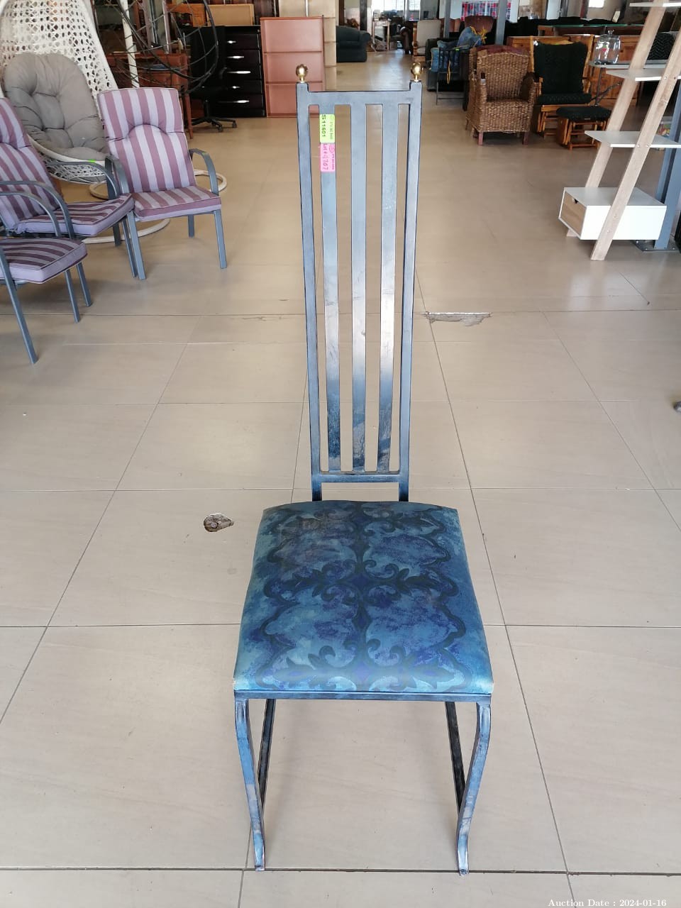 4707 - Unique Metal and Upholstered Chair