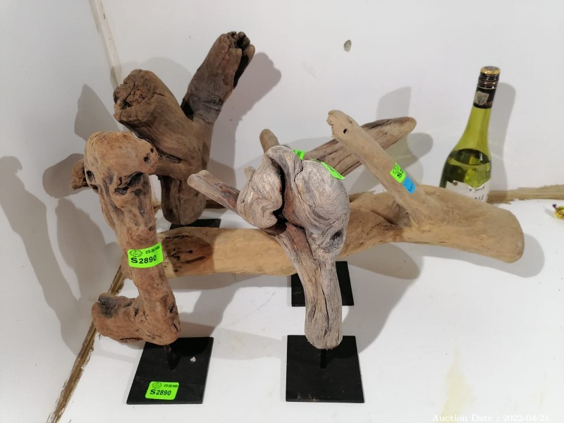 Lot 1549 - 5 x Driftwood Art Pieces mounted as Ornaments