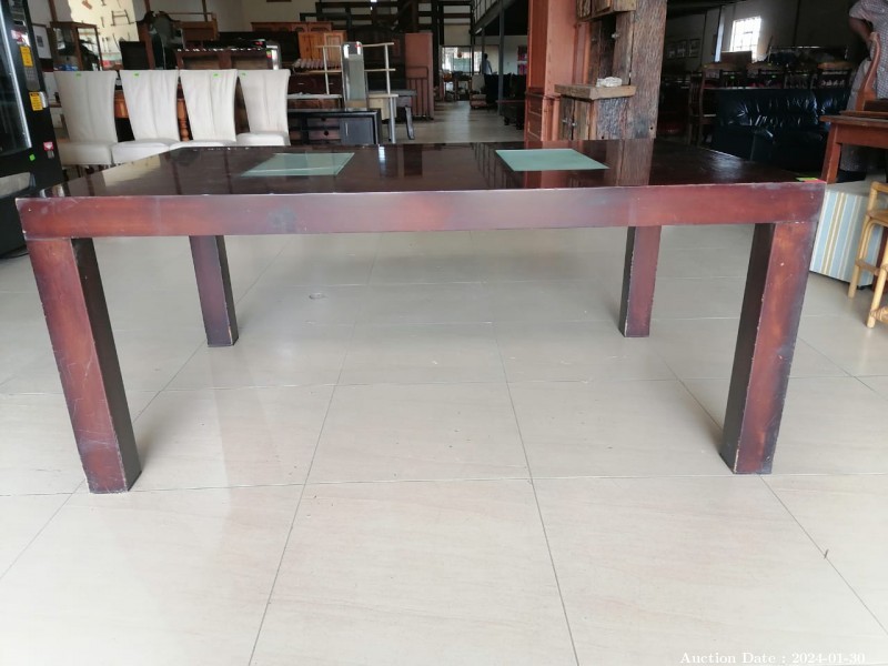 5065 - Large Wooden Table with Glass Inserts
