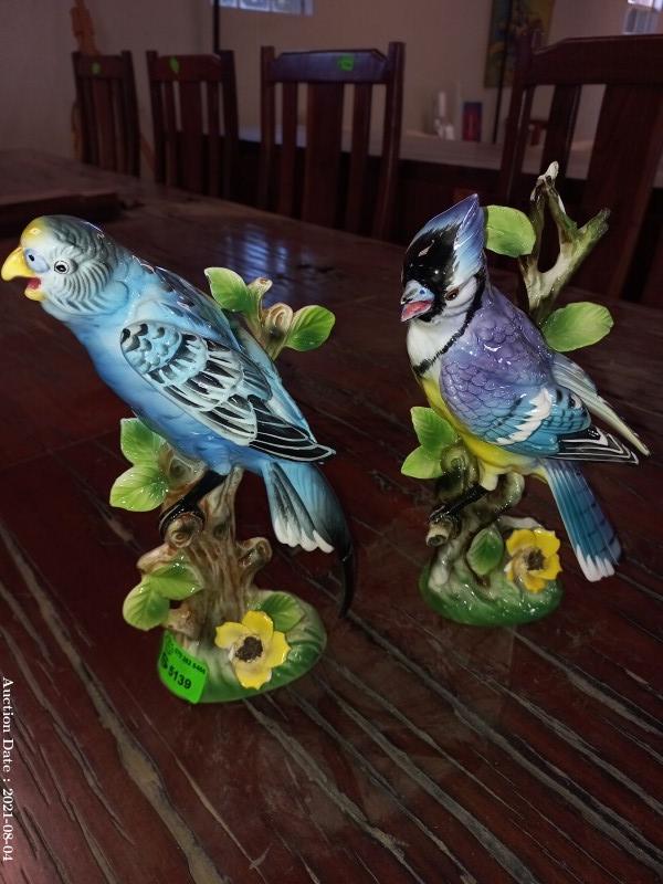 130 - Stunning Pair of Colourful Porcelain Birds
